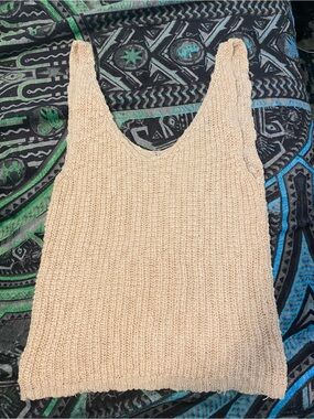 Beige Knit Tank Top - Women's Sleeveless Sweater